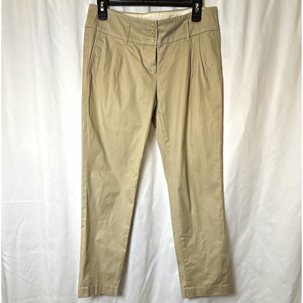 Ann Taylor LOFT Women's Beige Chino Pants Slim Fit Straight Mid Rise Stretch 2